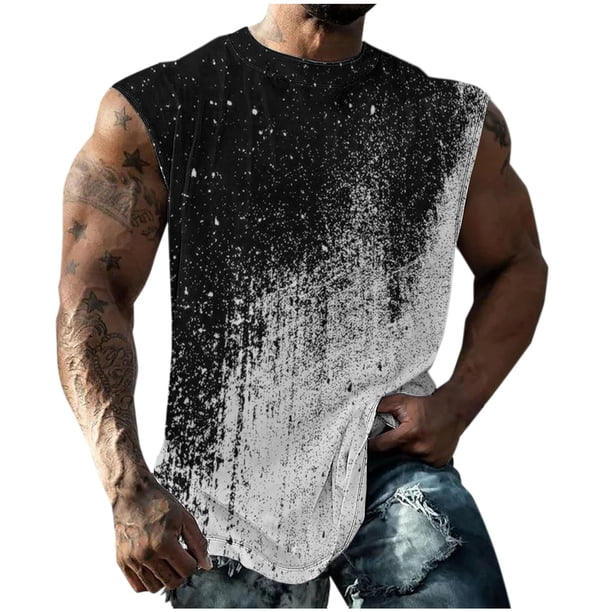 Hombres Moda Casual Impresión Suéter Cuello Redondo Deportes sin Mangas Tanque