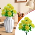 thumbnail image 2 of Clearance Artificial flowers under $1,Artificial Chrysanthemums Memorial Flowers 12 Head Yellow Bouquet Cemetery Decoration Outdoor Arrangement, 2 of 7