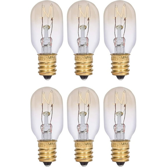 Simba Lighting T6.5 25W Replacement Bulb Mini Tube Shape 120V, E12 Candelabra Base, 2700K, 6-Pack
