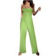 thumbnail image 2 of Gaecuw Dressy Jumpsuit for Women 2023 Sleeveless Off the Shoulder Strapless Overall with Pockets Band Collar Solid Onesie One Piece Outfits Casual Loose Long Pants Wide Leg Summer Romper Ankle Length, 2 of 6