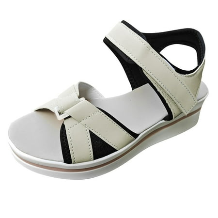 

Womens Sandals Fashion Color Blocking Open Toe Hook Loop Thick Wedge Heel Summer Sandals for Women 2024 Size 6.5