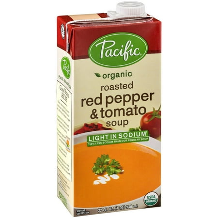Pacific Organic Light Sodium Roasted Red Pepper & Tomato Soup, 32 fl oz, (Pack of