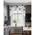 thumbnail image 3 of Navy Blue Flowers Swag Valances for Windows, Small Curtains Drapes, Spring Floral Elegant Pastoral Watercolor Kitchen Window Curtains Over Sink Window Treatment Valance for Bedroom/Bathroom 56"x36", 3 of 5