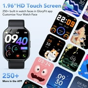 Smart Watch Fits for Android and iPhone 1.96 Smartwatch for Men Women 110+ Sports Modes Fitness Tracker with Answer Make Calls/Message Reminder, IP68 Waterproof for Gift (Black)