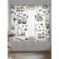 thumbnail image 5 of Sheer Curtains 63 Inch Length 2 Panels Set for Bedroom, Cartoon Tractor Semi Sheer Curtains for Windows, Cute Digger Shovel Truck Country Car Voile Window Treatments Rod Pocket Curtain, 5 of 7