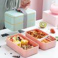 thumbnail image 3 of 1 Set 1600ML Lunch Box Portable Handle Good Sealing Air Vent Leak-Proof Microwavable Double Layer Bento Organizer Office Supply, 3 of 8