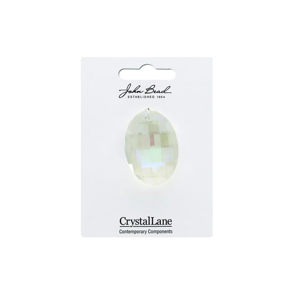 Crystal Lane DIY 27x37mm Crystal AB Glass Faceted Oval Pendant for Jewelry Making, Bracelet, Earring & DIY Crafts