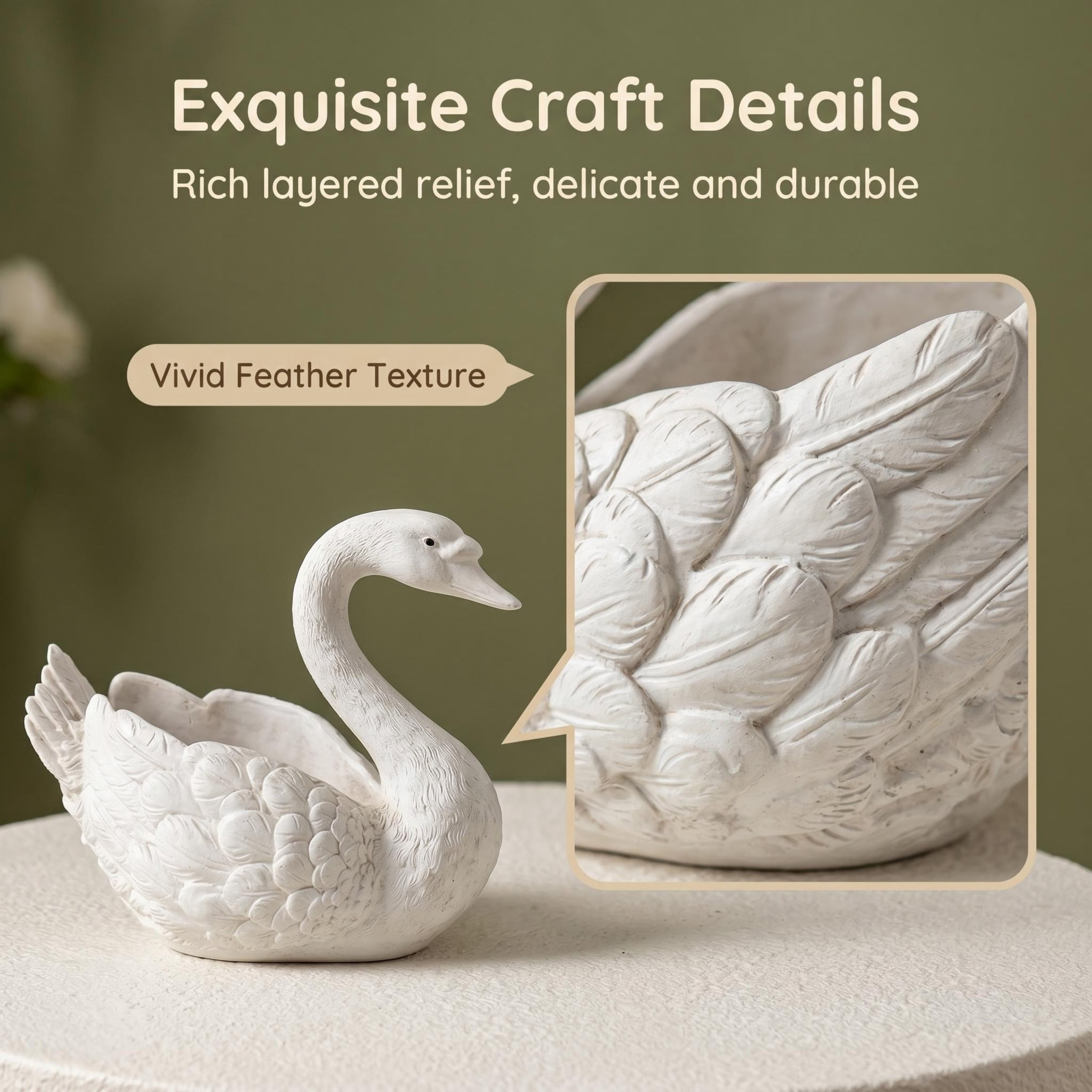 GDF Studio White Swan Statue Planter, Weather-Resistant Resin Garden Flower Pot Sculpture for Pond Patio Lawn Backyard