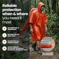 thumbnail image 3 of Wallaby 4-Pack Emergency Mylar Ponchos – Universal Fit Thermal Poncho with 90%+ Heat Retention, Lightweight Rain, Cold, Heat, Emergency Protection + Free Survival Guide (Orange), 3 of 7