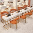 thumbnail image 2 of Upholstered Reception Chair Modern Kitchen Dining Room Chairs With Armrest Leather Modern Accent Armchairs With Barrel Backrest Side Chair For Living Room, 2 of 6