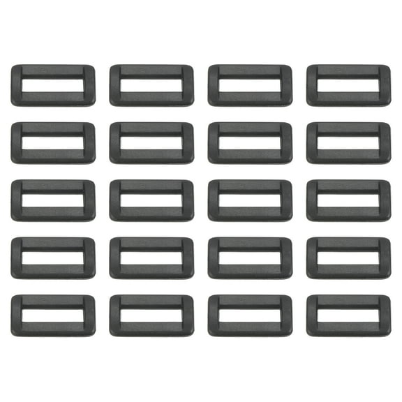 5/8 Inch Rectangle Buckle Plastic Webbing Strap Fastener, Black, 100 Pack