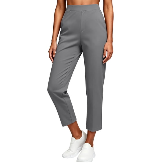 QQZ Tapered Pants Women, Ankle Length Solid Womens Pants Elastic Waist Joggers Pants Casual Flow Ankle Pants For Daily Office Travel Wear