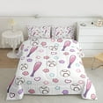 thumbnail image 3 of Homewish Baseball Sport Game Full Size Comforter Sets,Colorful Cartoon Flower Bedding Comforter Set,Pink White Bedding Sets For Girls Teens,Ultra Soft Home Decor Reversible,3 Pieces, 3 of 9
