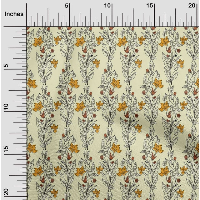 oneOone Tissu Polyester Lycra Feuilles & Floral Bloc Décor Tissu Imprimé BTY 56 Pouces de Large