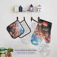 thumbnail image 5 of Tulips Flower and Water Drops 5 Pcs Kitchen Set Heat Resistant Oven Mitts and Non-Slip Pot Holders with Adjustable Cooking Apron, 5 of 6