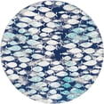 thumbnail image 1 of Unique Loom Tapis de Pêche Abstrait Ariel Rond 7' x 7' Bleu/ivoire, 1 of 1