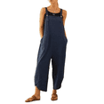 thumbnail image 1 of goowrom Women Loose Jumpsuits, Sleeveless Solid Color Bib Pants with Pockets, 1 of 2