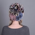 thumbnail image 4 of Contrast Color Furry Hat for Women  Winter Beanie with Patchwork, 4 of 4