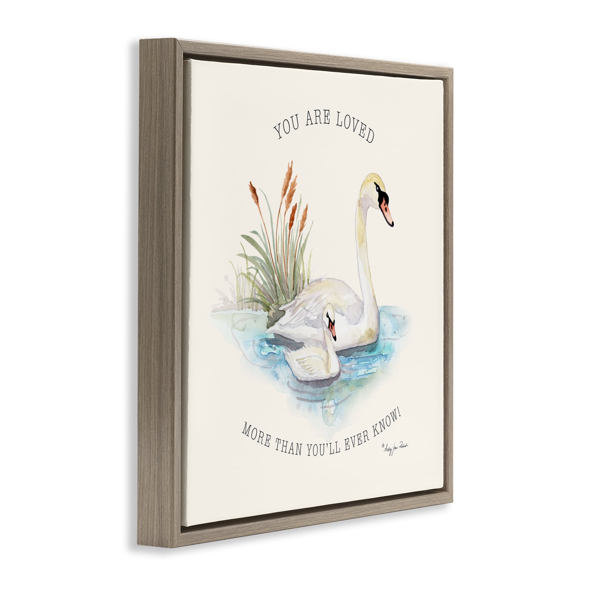 Stupell Industries More Than You Know Swans Brown Framed Floater Canvas Wall Art, design by Audrey Jeanne Roberts