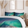 thumbnail image 6 of Ambesonne Nature Duvet Cover Set, Aurora Borealis, 2-Calking, Jade Green, 6 of 7
