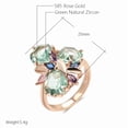 thumbnail image 3 of New Kinel Fashion Unique Green Stone Big Ring for Women Mosaic Rhombus Natural Zircon Rose Gold Color Vintage Wedding Jewelry, 3 of 3