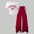 thumbnail image 2 of Girls Fashion Outfit Set: Short Sleeve Letter Print Top + Wide Leg Pocket Pants, 8-11 Years, 2 of 6