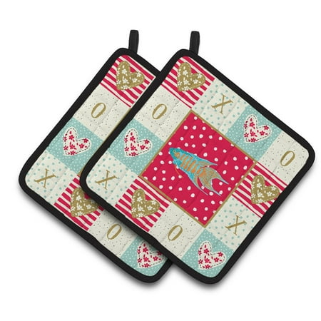 

Carolines Treasures CK5491PTHD Paradise Fish Love Pair of Pot Holders Red 7.5HX7.5W multicolor