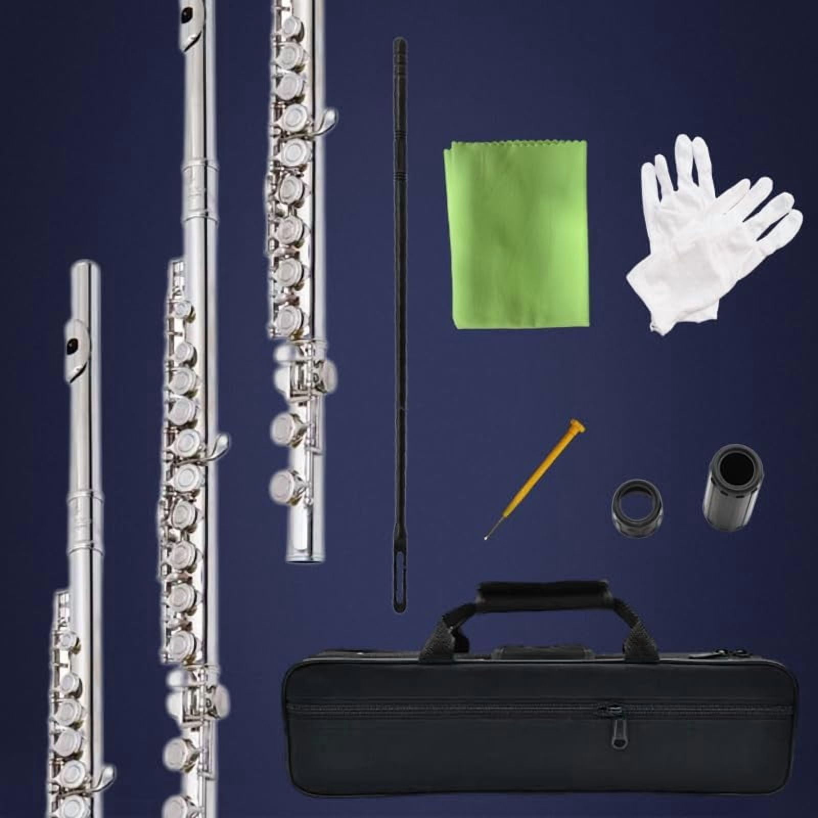 HOGSN flute 16-hole closed-hole C-tone nickel-plated , beginner to play graded flute, with box and cleaning kit.