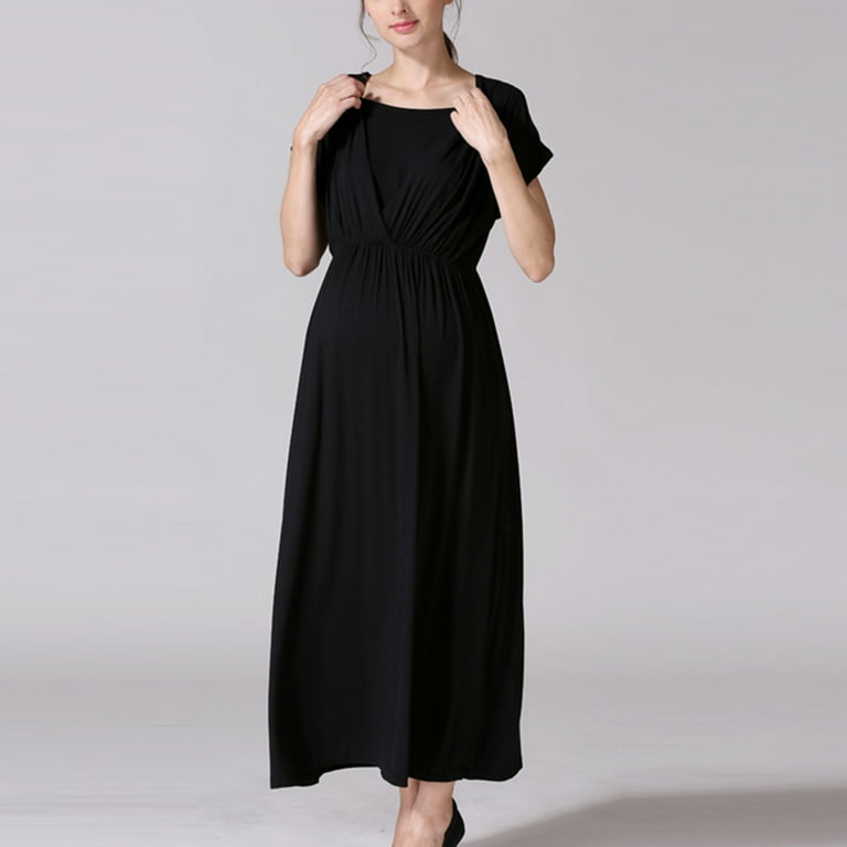 IROINNID Maternity Dress Bump Friendly Dress,Short Sleeve and Round Neck Maxi Solid Color Dress - Walmart.com IROINNID Maternity Dress Bump Friendly Dress,Short Sleeve and Round Neck Maxi Solid Color Dress - Walmart.com