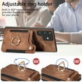 thumbnail image 6 of Jiahe Cover for Samsung Galaxy A21s, Luxury Wallet Case with Credit Card Slots，Flip Leather with Wrist Strap Shockproof Magnetic Ring Holder Stand with FEID Blocking Protective Case Cover, brown, 6 of 10
