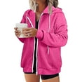 thumbnail image 2 of Kaprioy Womens Plus Size Hoodies Sweatshirt Long Sleeve Zip Up Drawstring Jacket Coat Fashion Clothing Outwear with Pocket Hot Pink, S, 2 of 6