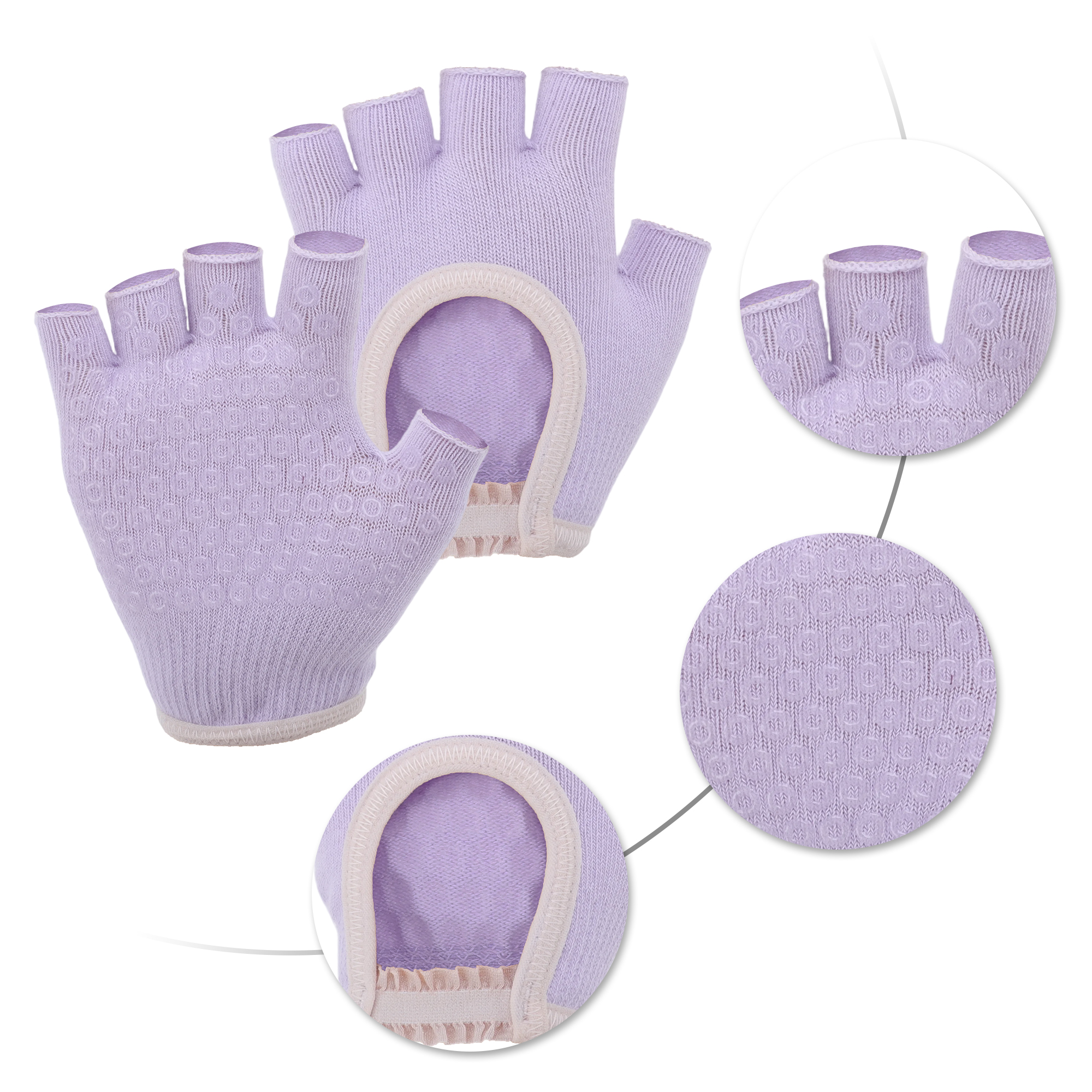 Unique Bargains Durable Fingerless Yoga Gloves One Size Purple