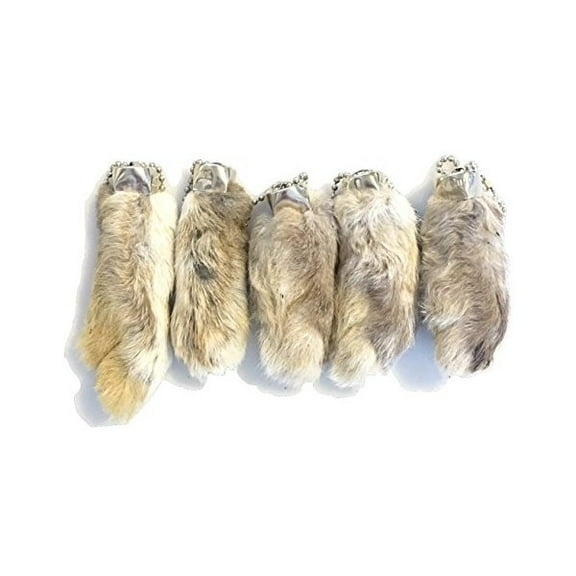 Dangerous Threads Lucky Rabbit Foot Keychain White / Natural 5 Pcs