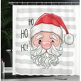 thumbnail image 3 of Ambesonne Ho Ho Ho Shower Curtain, Funny Santa Claus Stripes, 69"Wx75"L, Dark Pink Blush and Pale Grey, 3 of 4