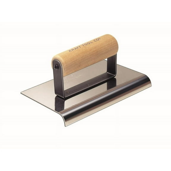 Kraft Tools CF038 8"x8" Stainless Steel Hand Edger 3/4"R 7/8"L w/Wood Handle