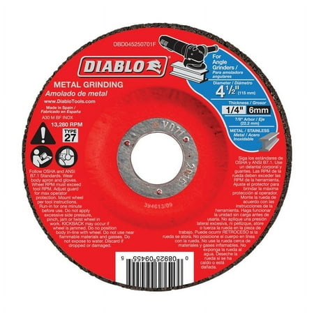 UPC: 0008925094555 | Diablo 4-1/2 in. Dia. x 7/8 in. Aluminum Oxide Metal Grinding Disc 1 pc.