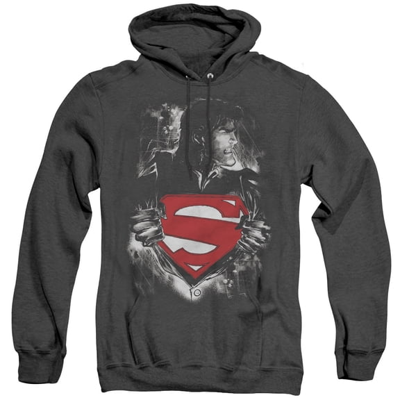 Superman Darkest Hour Adult Heather Hoodie Sweatshirt Black