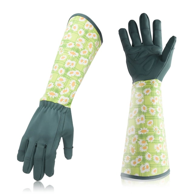 Guantes de jardinería de manga larga | Guantes de protección laboral resistentes a los pinchazos con puño extendido en la muñeca | Diseño cómodo, transpirable y elegante para poda, plantación
