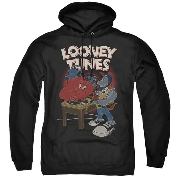 Looney Tunes Dj Looney Tunes Adult Pullover Hoodie Sweatshirt Black