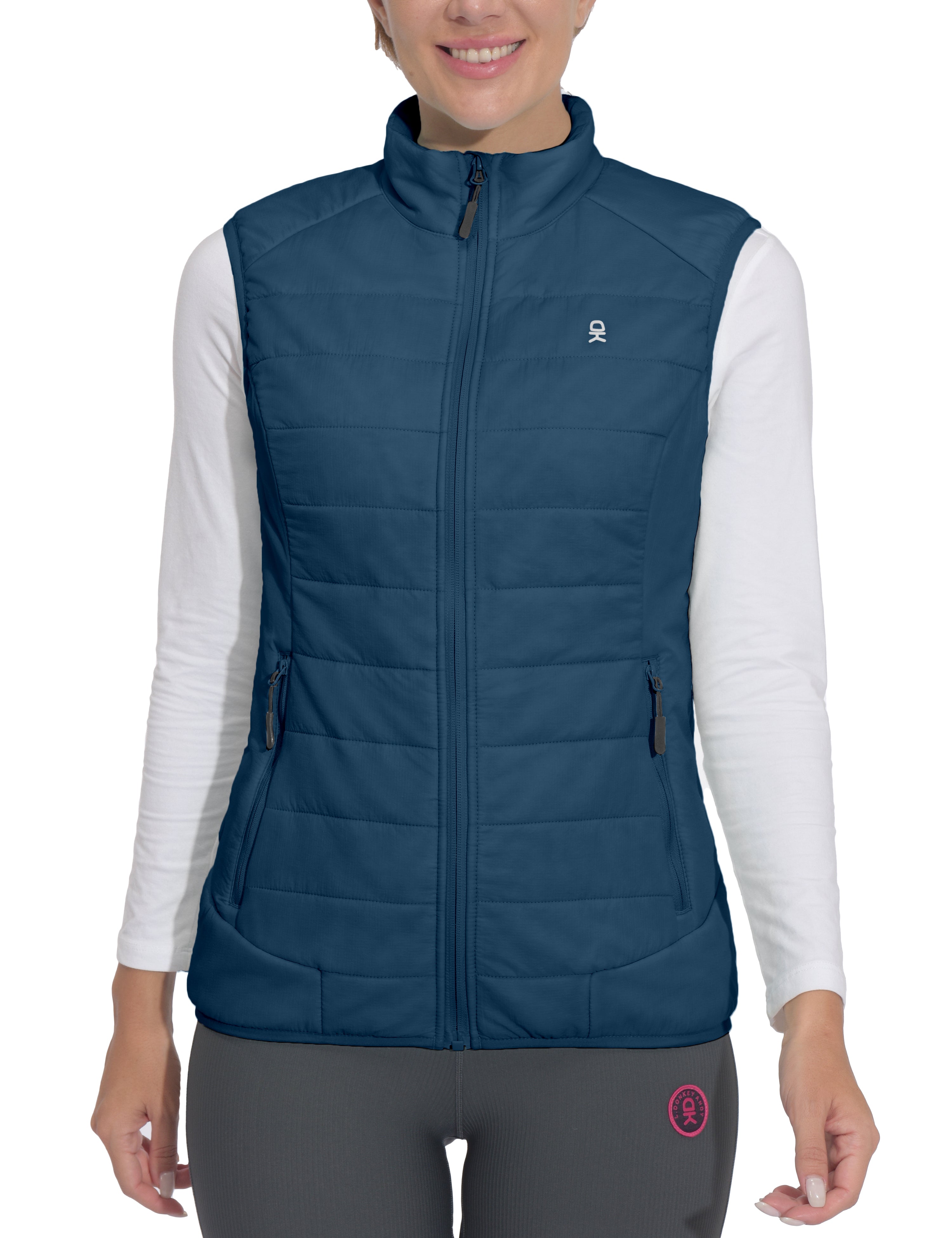 Little Donkey Andy Women's Packable Lightweight Puffer Vest with Recycled Insulation for Running Hiking Bluesteel L
