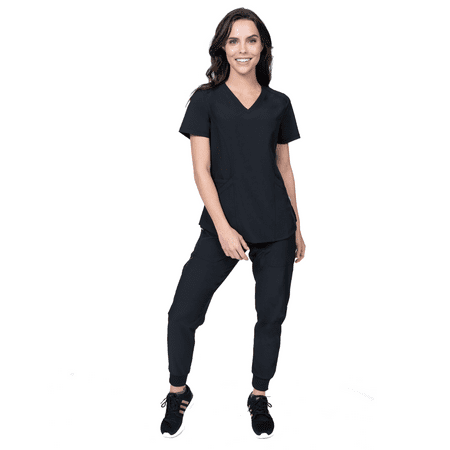 

Elements Select ES2936 Women s V-Neck Scrub Top and Jogger Scrub Set Black X-Small Tall