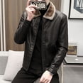 thumbnail image 4 of Chaquetas de piel sintética de vellón grueso para hombre, abrigos casuales de moda ajustados cortavientos para hombre, abrigo de piel sintética de felpa, abrigo cálido de terciopelo para invierno, 4 of 5