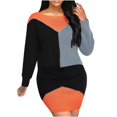 thumbnail image 1 of Pompotops Automne et Hiver Robe Pull à Manches Longues Col Rond Patchwork Décontracté pour Femmes, 1 of 5