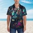 thumbnail image 2 of KLL Colorful Flower Tiger Pattern Men's Hawaiian Shirt Short Sleeve Button Down Beach Shirts,Large, 2 of 7
