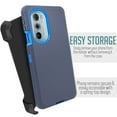thumbnail image 2 of For Morotola Edge 2022 Heavy Duty Rugged Shockproof Full Body Protection Case With 360 Swivel Kicktand Holster Belt Clip And Built in Screen Protector Phone Cover Case - Navy, 2 of 5