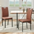 thumbnail image 4 of NORDICANA Kitchen Dining Room Chairs Set of 4, Modern Living Room Chairs Upholstered PU Leater Reception Chairs High Back with Black Metal Legs, Brown, 4 of 9