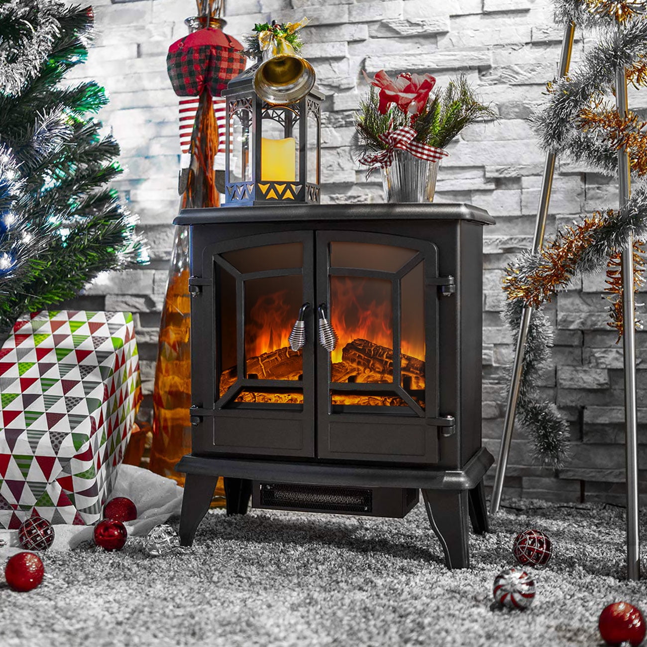 DELLA 20 Freestanding Portable Electric Fireplace Stove Heater Infrared  Quartz Log Flame Realistic Flame Effect 1400W - Walmart.com