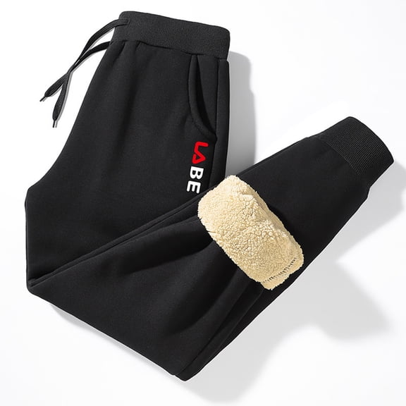 Utoimkio Men's Winter Fleece Pants Thicken Warm Relaxed Fit Sweatpants Active Running Jogger Pants