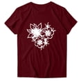 thumbnail image 2 of Gibobby Playera Corte clásico para Mujer Mujeres Casual Impresión Manga Corta Cuello Redondo Camiseta Suelta Blusa Tops(Vino,G), 2 of 4