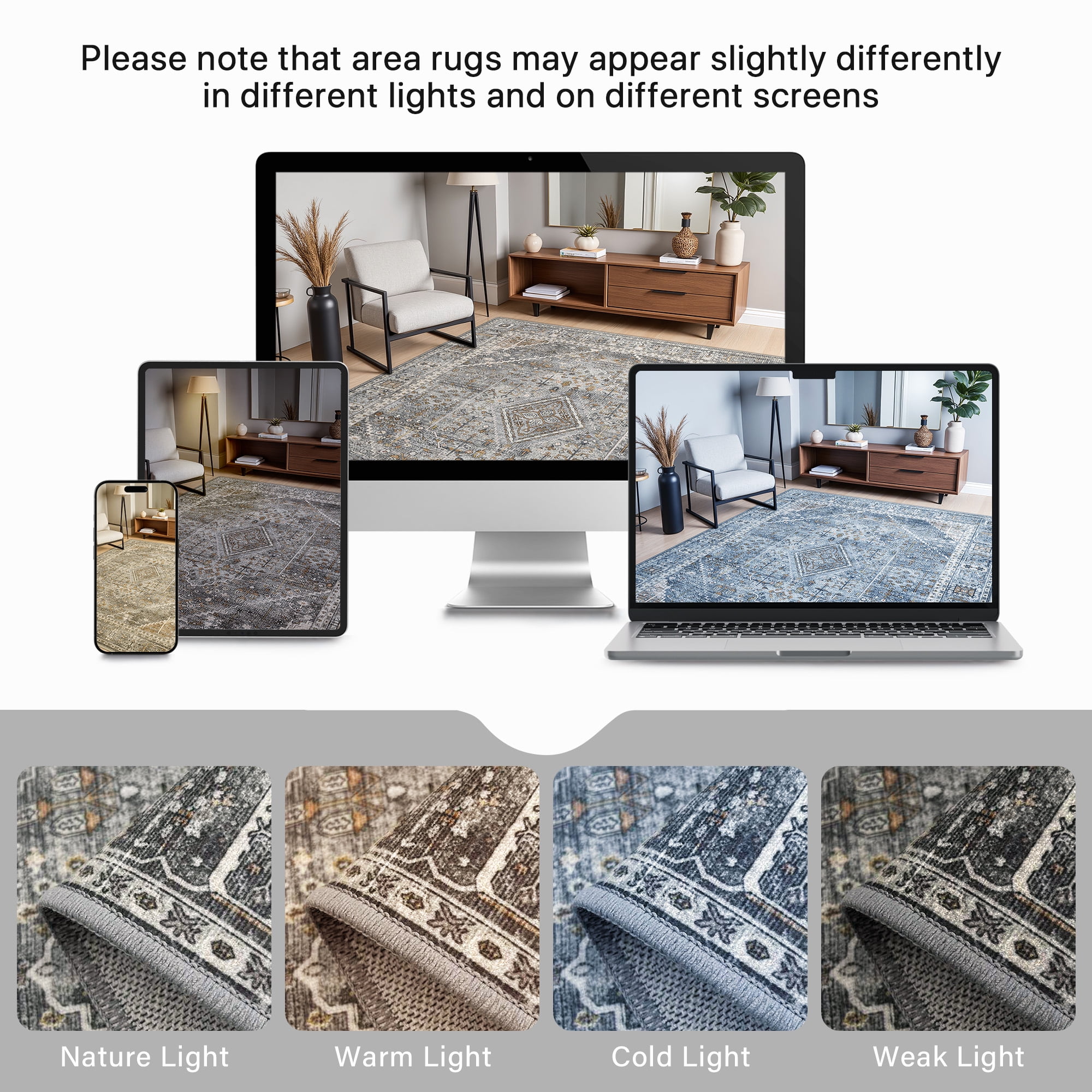 DEORAB Runner Rug 2.5X8 Non Slip Hallway Vintage Rugs, Machine Washable Lightweight Mat for Living Room, Entryway, Bedroom, Kitchen and Passage, Ultra-Thin